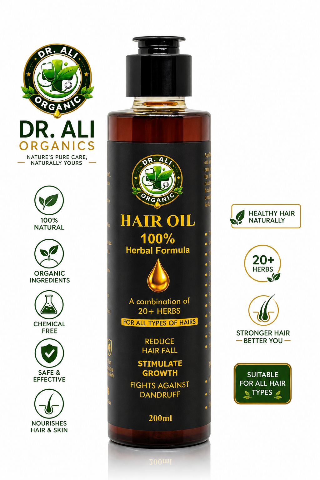 Dr Ali Organic Hair Oil – Stop Hair Fall & Fast Hair Growth in Pakistan”
